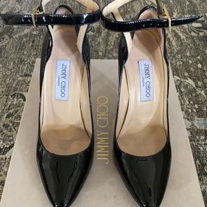Jimmy Choo Patent Black Closed Toe Heels
